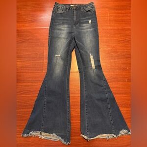 Women's Flared Distressed Jeans